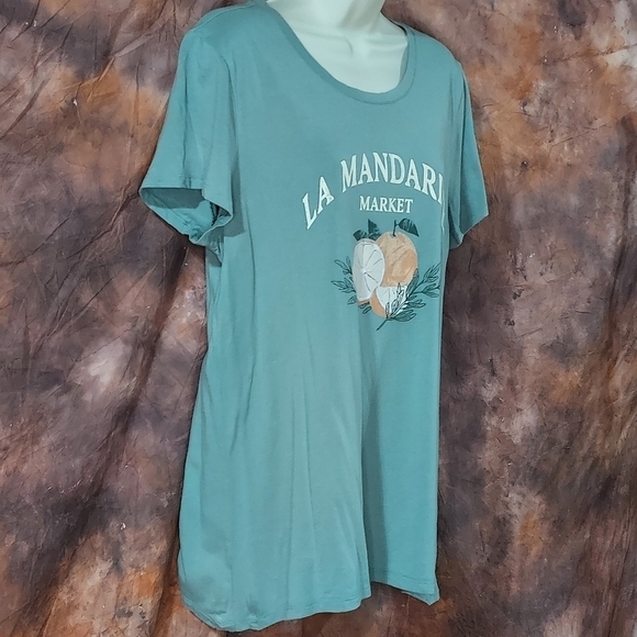 GAP graphic tee tshirt crew neck short sleeve teal turquoise blue peach XL - Picture 3 of 8